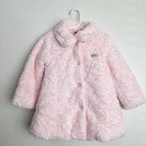 Juice Counter Girl Faux Fur Pink Winter Coat sz 5
